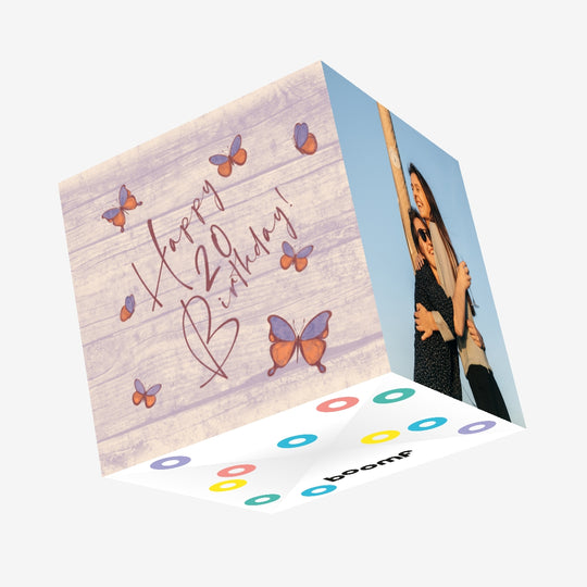 Tree Butterflies 20th Birthday Confetti-exploding Greetings Card