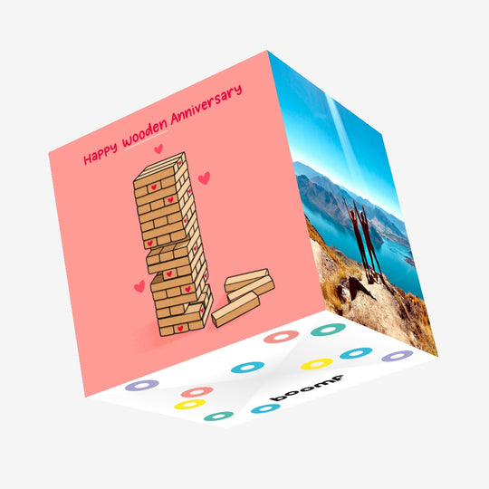 Jenga 5th Anniversary Confetti-exploding Greetings Card