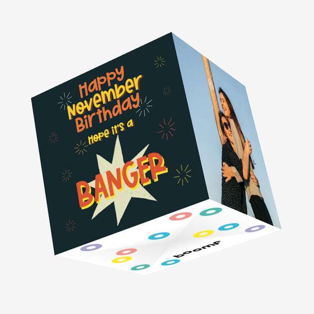 Happy November Birthday Confetti-exploding Greetings Card