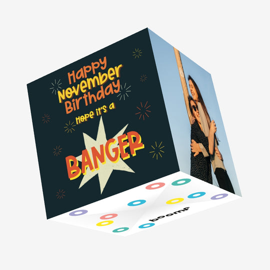 Happy November Birthday Confetti-exploding Greetings Card