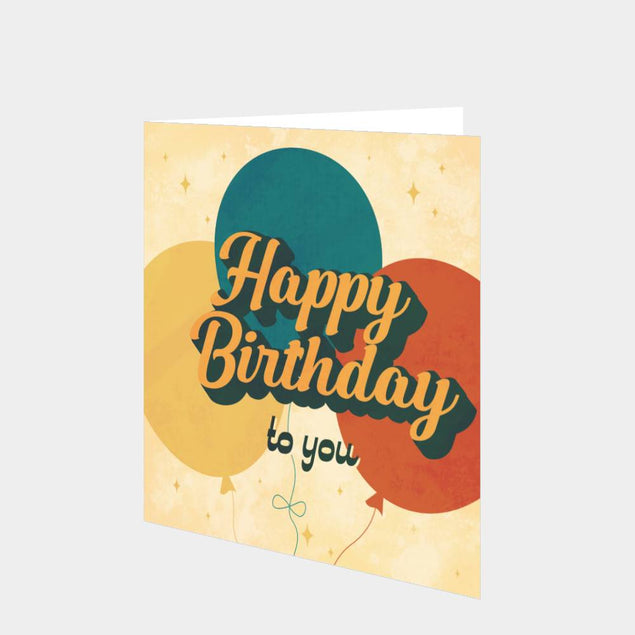 Happy Birthday To You Retro Balloons Card