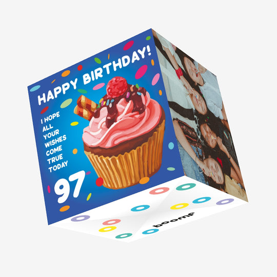 Happy 97th Birthday Cupcake Confetti-exploding Greetings Card