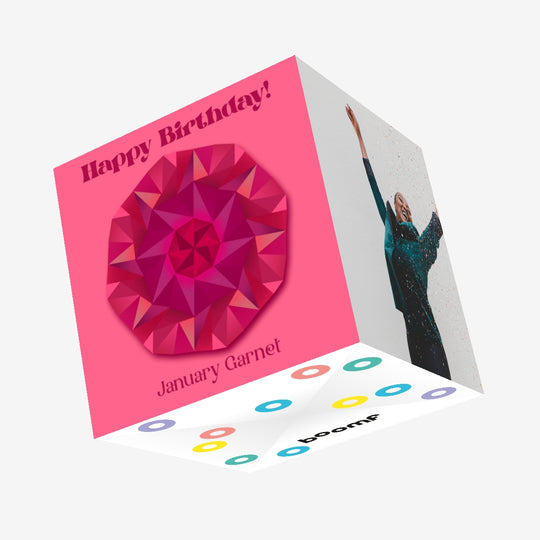 Happy January Birthday Gem Confetti-exploding Greetings Card