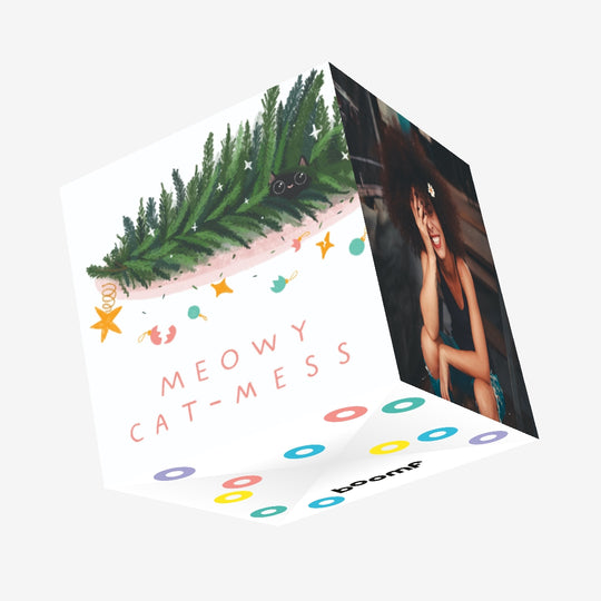 Merry Cat Mess Christmas Confetti-exploding Greetings Card
