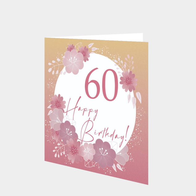 Happy Birthday Flowers 60 Card – Boomf