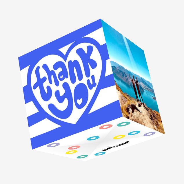 Blue Stripes Heart Thank You Confetti-exploding Greetings Card