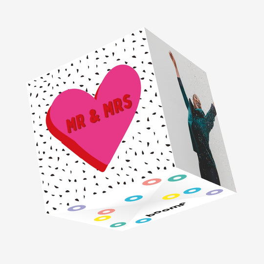 Mr And Mrs Happy Wedding Day Heart Confetti-exploding Greetings Card