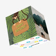 Monkey On Tropical Background Happy Birthday Confetti-exploding Greetings Card