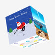 Santa Playing Golf Happy Holidays Confetti-exploding Greetings Card