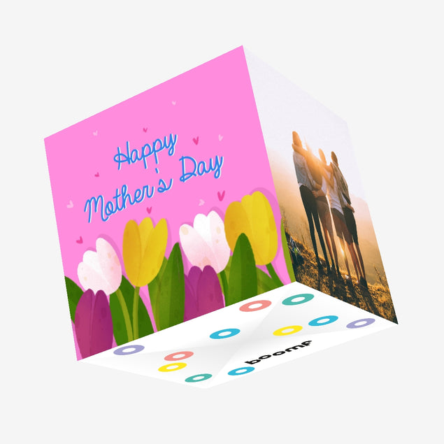 Pink Themed Tulips Happy Mother's Day Confetti-exploding Greetings Card