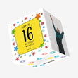Colorful Stars Happy 16th Birthday Nephew Confetti-exploding Greetings Card
