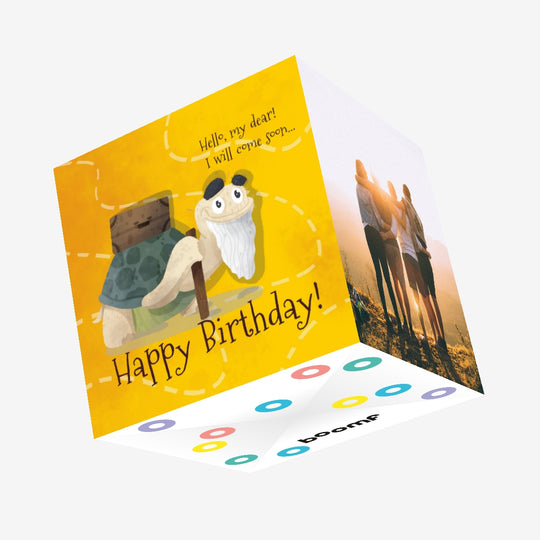 Old Turtle Happy Birthday Dear Confetti-exploding Greetings Card