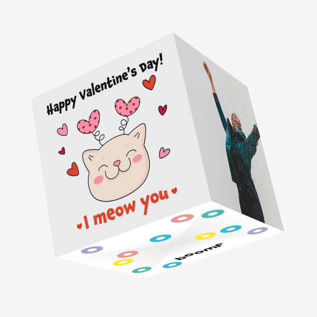 Happy Valentine's Day I Meow You Cute Kitten Confetti-exploding Greetings Card