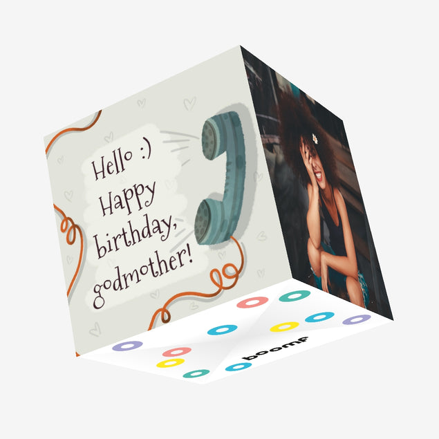 Phone Happy Birthday Godmother Confetti-exploding Greetings Card