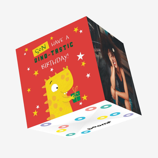 Dino-Tastic Son Birthday Confetti-exploding Greetings Card