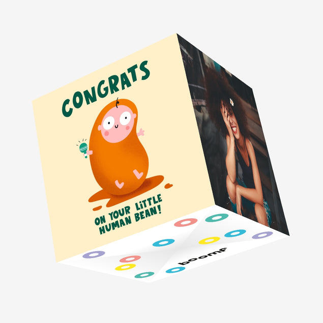 Little Human Bean New Baby Confetti-exploding Greetings Card