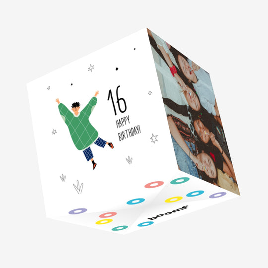 Cheerful Teenager Happy 16th Birthday Confetti-exploding Greetings Card