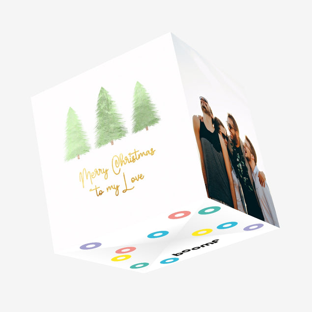 Merry Christmas My Love Hazy Spruces Confetti-exploding Greetings Card