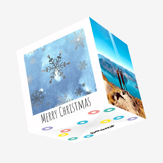 Merry Christmas Blue Snowflakes Confetti-exploding Greetings Card
