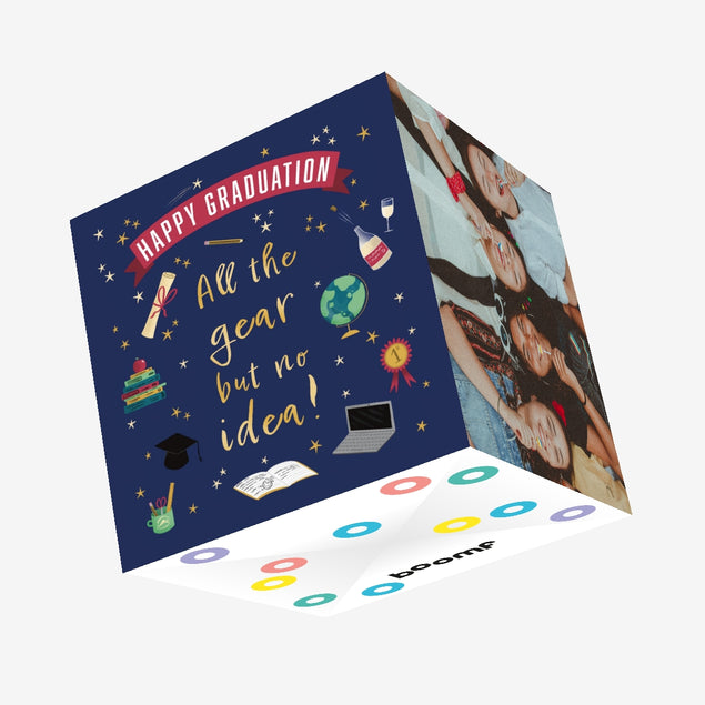 All the Gear, But No Idea Graduation Confetti-exploding Greetings Card