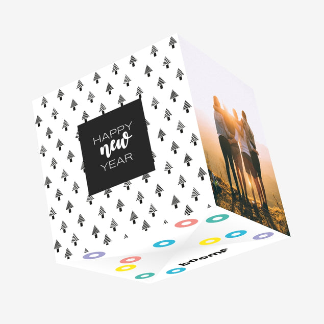 Minimalist Background Happy New Year Confetti-exploding Greetings Card