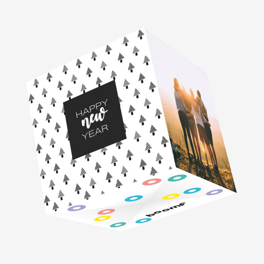 Minimalist Background Happy New Year Confetti-exploding Greetings Card