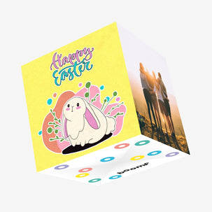 Sweet White Bunny Easter Confetti-exploding Greetings Card