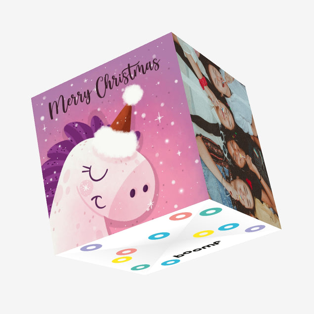 Merry Christmas Cute Unicorn Confetti-exploding Greetings Card