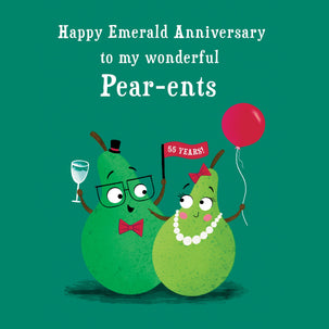 Pear-ents Funny Pears Emerald Anniversary Card - 1