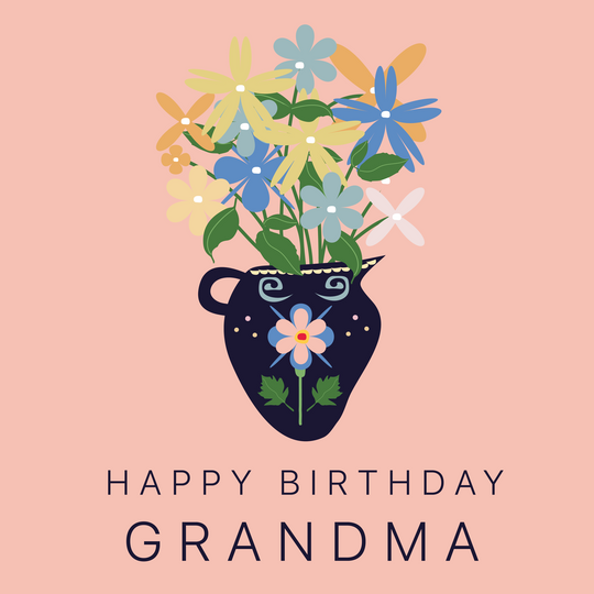 Flowers In A Vase For Grandma Birthday Card