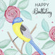 Bird And Rose Birthday Card