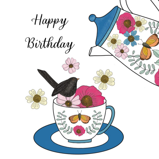 Vintage Cup Of Tea Birthday Card