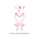 Here Come The Brides Cute Flamingo Couple Wedding Card