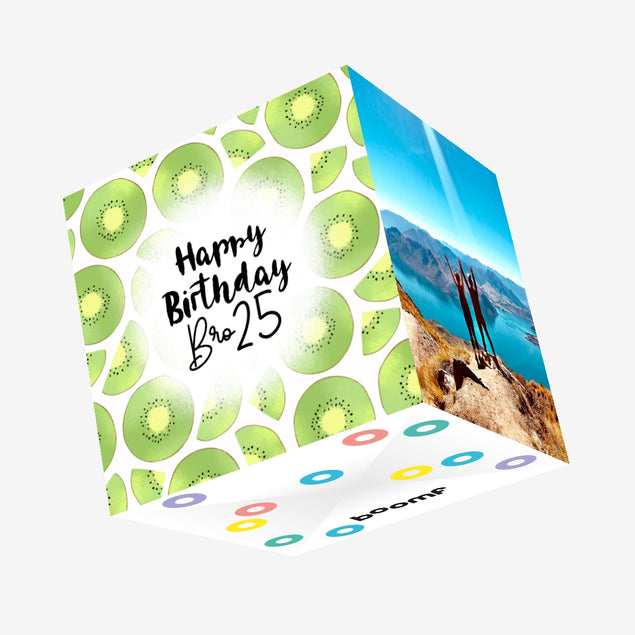 Fresh Kiwi Happy 25th Birthday Bro Confetti-exploding Greetings Card
