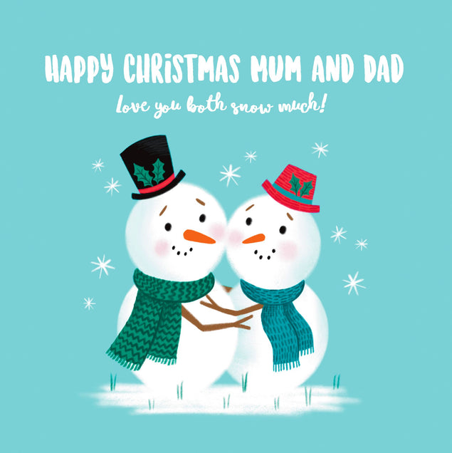 Cute Snowman Mum and Dad Christmas Card - 1