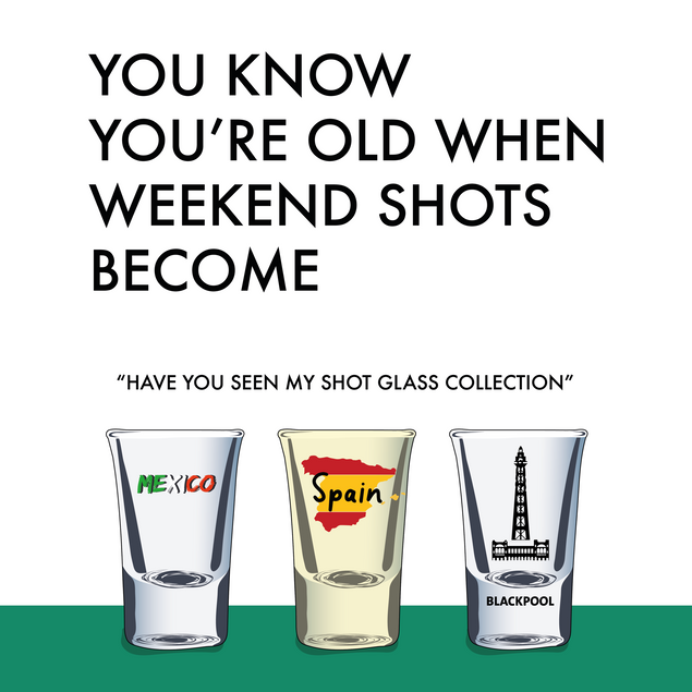 Shot Glass collection getting old Birthday Card - 1