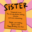 Insulting troll Sister Birthday Card - 1