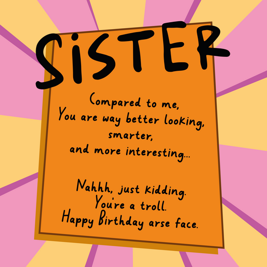 Insulting Troll Sister Birthday Card
