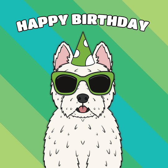 Cool Western Terrier Dog Birthday Card
