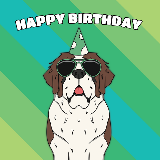Cool Saint Bernard Dog Birthday Card