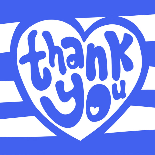 Cute Love Heart Nautical Stripes Thank You Card - 1