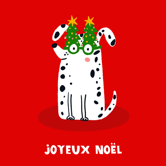 Dog In Glasses Christmas Card