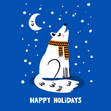 Cute Minimal Wolf Christmas Card - 1