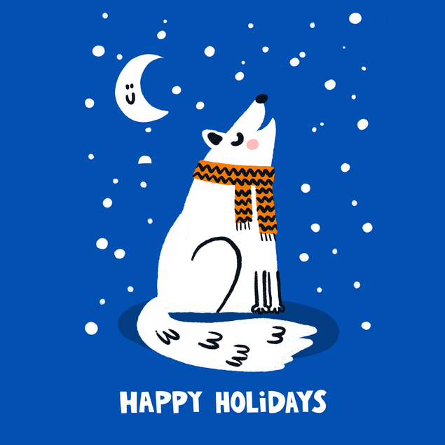 Cute Minimal Wolf Christmas Card - 1