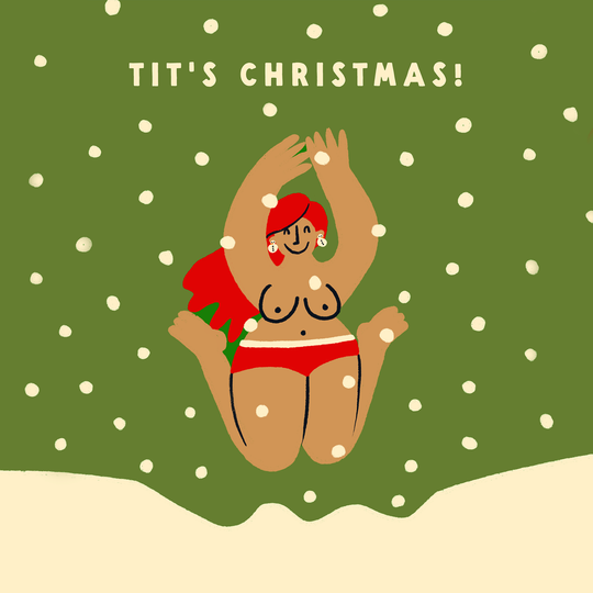 Tit's Christmas Naked Lady Christmas Card