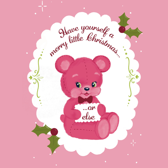 Kitsch Teddy Bear Christmas Card