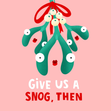 Funny Mistletoe Snog Christmas Card - 1