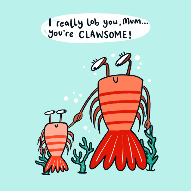 Cute Lobster Pun Mother's Day Card - 1