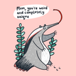 Cute Funny Anteater Animal Mother's Day Card - 1
