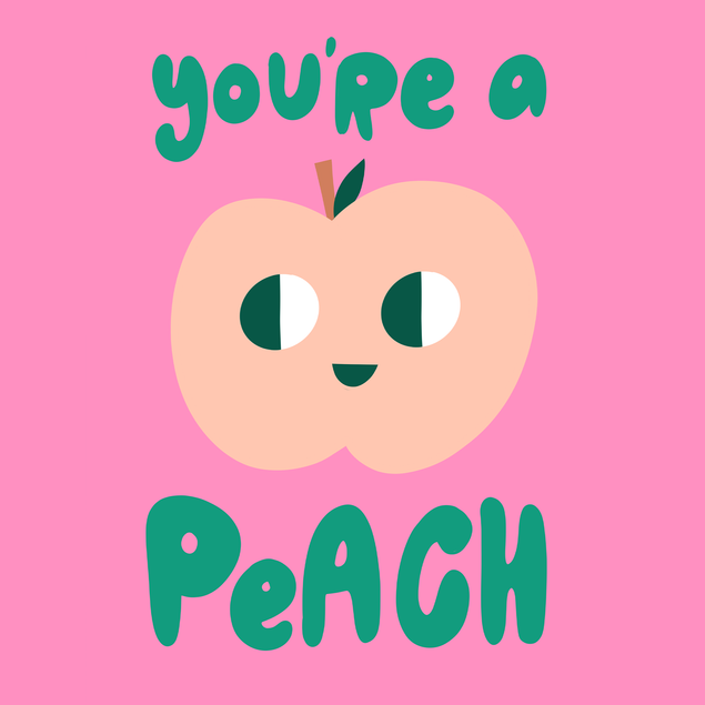 Minimal You're a Peach Valentine's Thank You Card - 1